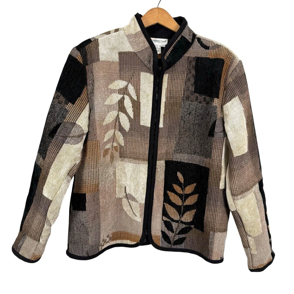 Vintage 90s Coldwater Creek Women Textured Jacket Size LP Boho Rustic Western‎